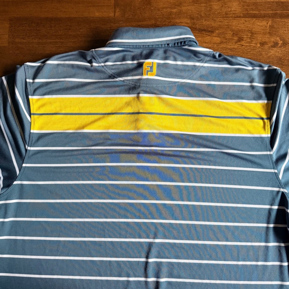 FootJoy Mens XL Blue Striped Cimarron Golf Club ProDry Performance Polo Shirt - Picture 6 of 7